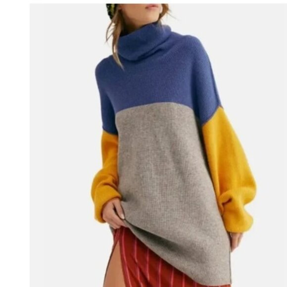 NWT-Free People Softly Structured Color Block Sweater - M - Picture 6 of 13